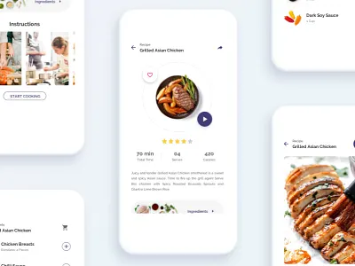 Food Recipe Screens clean food food app ios minimal ui white