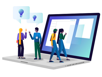 Chatbot illustration chatbot conference digital illustration macbook minimal people product software ui ux