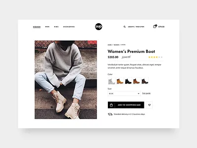 Product Page black button card clean ecommerce fashion minimal product shopping ui visual website