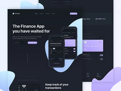 Mobile Finance App Landingpage - Dark Version app banking colorful dark dayilyui finance interface landingpage mobile ui ux website