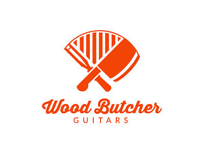 Wood Butchers Guitars brand butcher chisel cleaver guitar heritage identity logotype orange type wood
