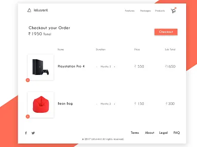 Shopping Cart bean bag checkout e commerce payment playstation rent shop ui