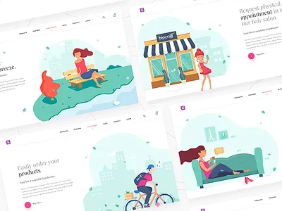 Hair salon - concept section landing page appointment box cart girl gradient hair hair salon landing page menu park product search