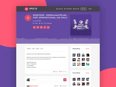 Umuz - Song details albom app artist dj music play share song ui ux web