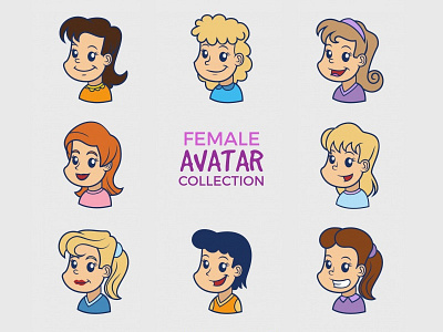 Cartoon Female Avatar Collection avatar cartoon character cute face female free girl human people person woman