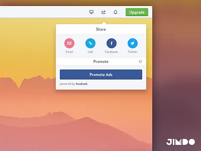 Sharing Panel facebook overlay promote share social twitter ui website
