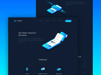 Payment App Landing app dark design illustration landing page payment phone ui website