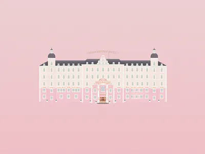 Grand Budapest Hotel flat illustration grand budapest hotel hotel illustration pastel sketch app