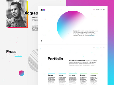 Section 32 – Homepage diagonal google gradients grid parallax portfolio tilting vector venture website