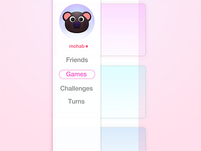 Game Center card game center glass ios iphone menu over pop slide