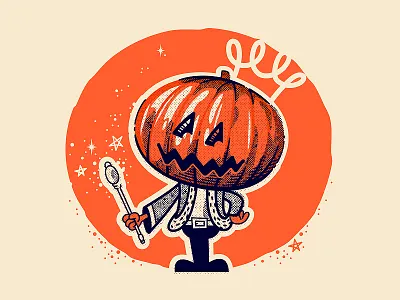 Pumpkin Spice King fall halftone halloween illustration king line pumpkin