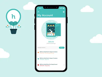 Hopster Rebates My Account - iPhone X app design bunny digital rebates hopster illustration ios iphone x mobile solution rebates savings ui ux