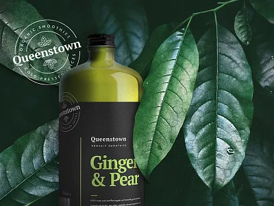 Queenstown Smoothies Hero badge fruit healthy logo minimal natural organic packaging smoothie stamp