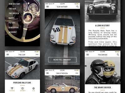 The Rally Car app automobile car iphone menu minimal mobile race car rally ui ux