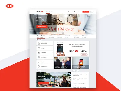 HSBC Singapore Landing Page Redesign bank banking business credit card finance login money savings ui ux web design