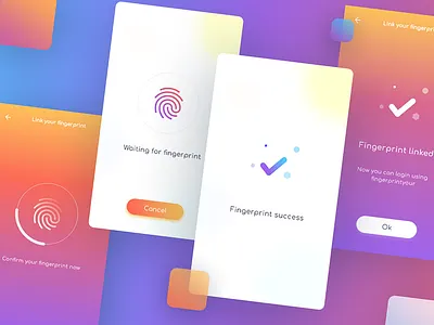 Payment App II app design fingerprint flat gradient home illustration mobile ui ux