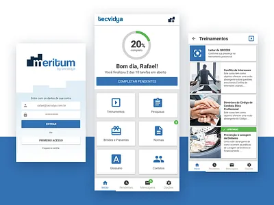 Meritum App cards compliance course e learning home login material design training