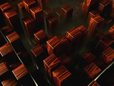 Morning Wood 3d c4d cube fog grain light wood