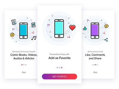Onboarding Illustrations app graphics guide screen icons intro onboarding prototype registration ui user experience ux