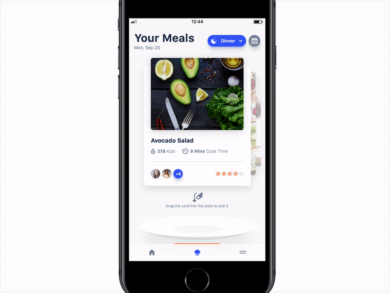 Change Meal Type Animation app design diet food interaction ios meal mobile plan ui userinterface