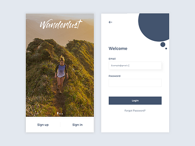 Travel App Login android app ios login signin signup travel wanderlust website
