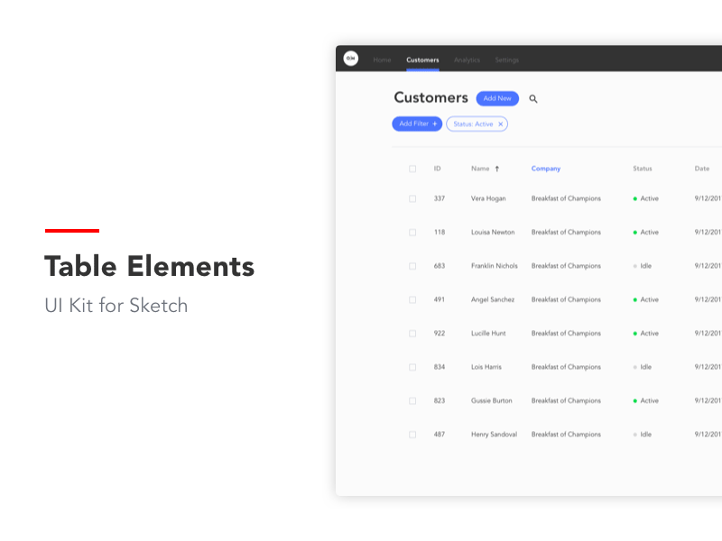 Table UI Kit by O/M on Dribbble