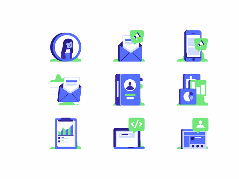 Campaignitor Iconset campaign chart contact diagram flat icon iconset illustration message monitor