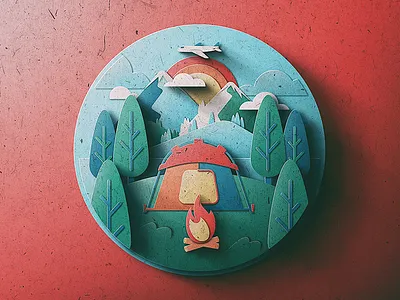 Banff National Park banff camp campfire circle clouds landscape mountains paper san diego texture trees