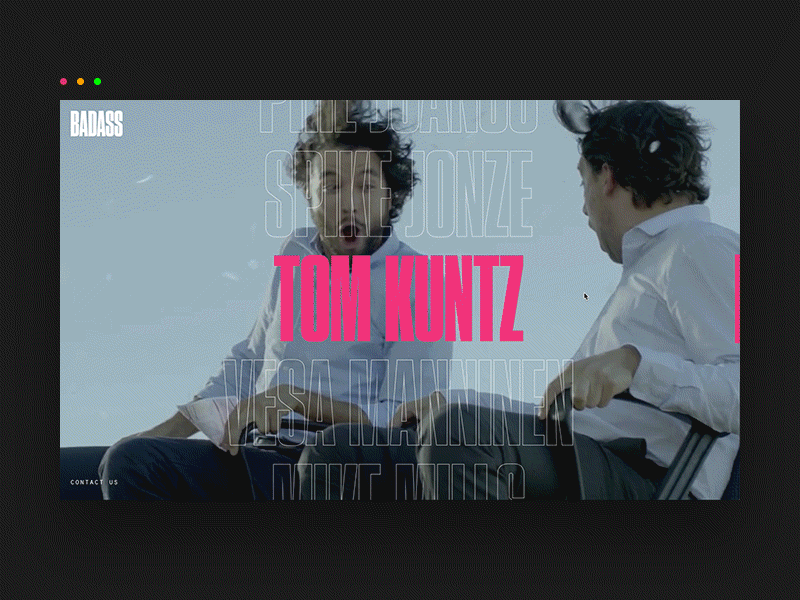 BADASS™ · Movie Director animation films homepage interface layout skew typo typohraphy web webdesign