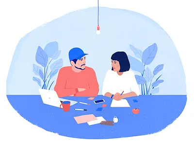 Work business idea illustration illustrator indoors meeting office people table work workplace