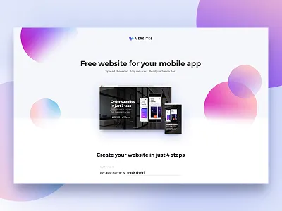 Versites — Landing page concept clean gradients landing product promo service ui ux vibrant web