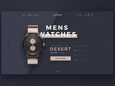 MVMT Redesign Concept decom gold movement mvmt redesign shop ui ux watch watches
