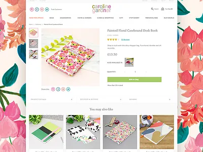 Caroline Gardner Individual Product Page cards caroline gardner e commerce floral product
