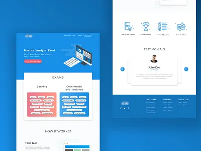 Landing Page Design for Exam Prep Website clean design edtech education homepage landing page startup user interface website