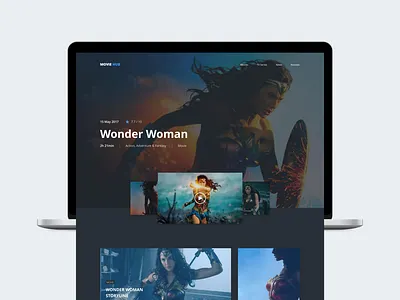 Movie Hub - Wonder Woman cinema clean concept design film minimal modern movie ui ux web wonder woman