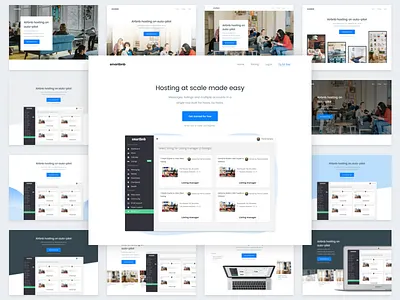 Header Iterations - Smartbnb Website redesign blue clean features header homepage landing landing page process redesign ux web