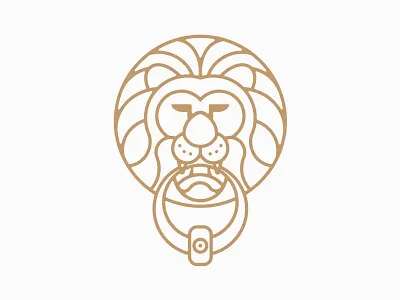 Lion Knocker art gold icon knocker line lion luxurious monoline