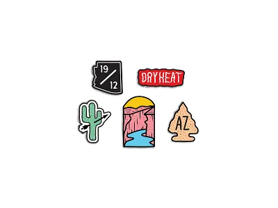 Arizona Collection / Enamel Pins arizona arrowhead cactus dry heat enamel pins grand canyon
