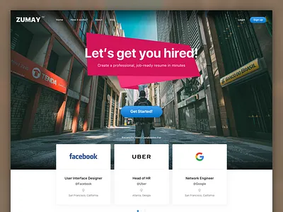 Zumay blue design karachi landing page pakistan recruitment resume ui designer ux designer