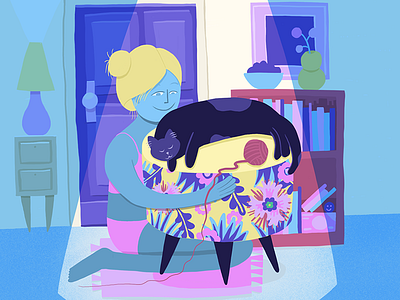 Cat Love cat hug love ottoman