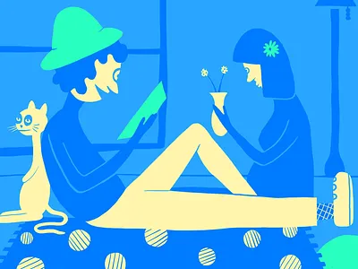 Relaxing angsty cat reading relaxing