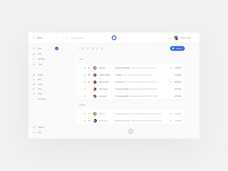 Mail Application, 3 Pages application interface mail sketch ui ui kit ux web