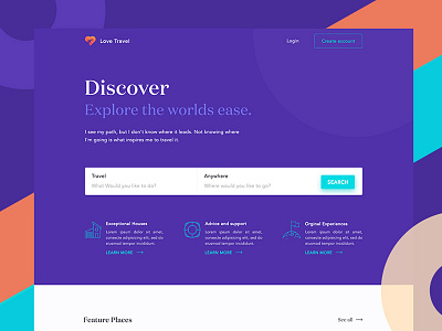 Love Travel Website Concept design nature navigation site tourism travel typography ui uix web