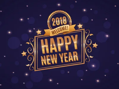 New Year Background 2018 badge celebrate design free golden happy new year sky star starry