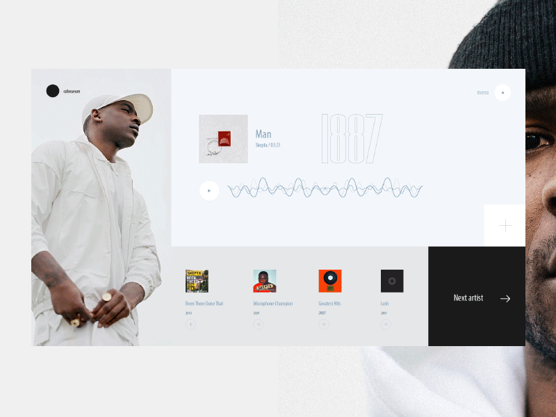 colosseum animation design light minimal music ui ux web