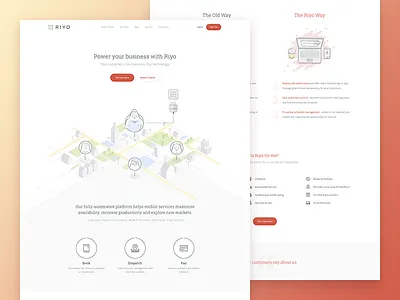 Riyo - Landing booking homepage illustration landing penguin service web website