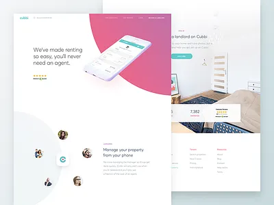 Cubbi - Landing Page gradient homepage landing landlord rent renting web website
