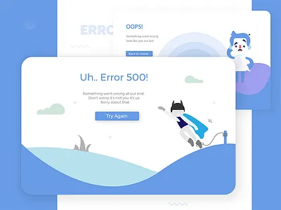 Error Pages 404 500 character confused design error flat oops something wrong stuck try again ui
