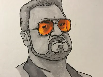 Inktober - Walter Sobchak brush pen illustration inktober marker