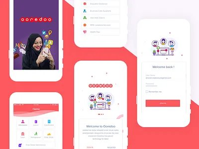 Internal HR Application app ooredoo ui ui ux ux red theme